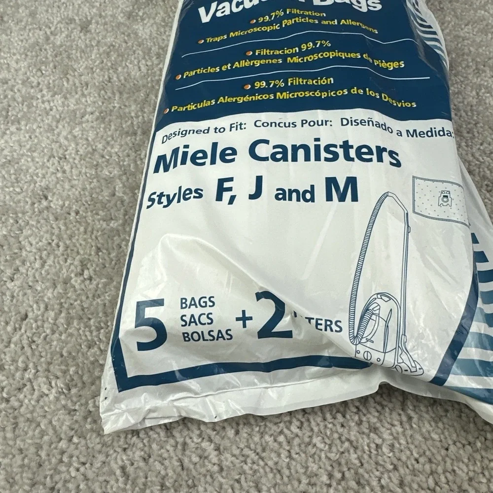 Miele F J M Allergen Canister Vacuum Bags 5 BAGS + 2 Filters‎